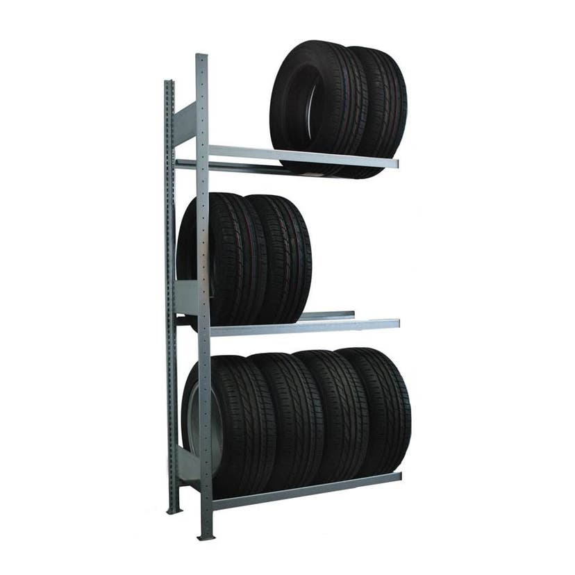 Däckställ Meta S3, H2000 x B1306 x D436 mm, påbyggnad, 3 plan, 150 kg/plan