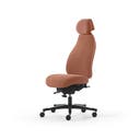 Kontorsstol Malmstolen 4000 med hög rygg, Dux-sits, nackstöd i tyg, hjul för hårda golv, Tyg Capture 4301 Koppar
