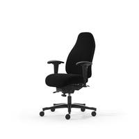 Kontorsstol Malmstolen 4000 med hög rygg, Dux-sits, armstöd Corona, hjul för hårda golv, Tyg Capture 5701 Svart
