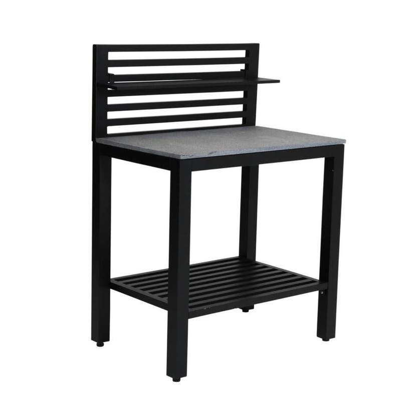 Utekök Bellac, rak arbetsbänk, L900 x D600 x H1270 mm, svart aluminium
