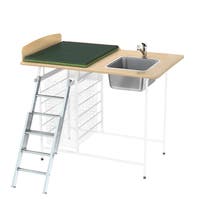 Skötbord Fast 120H tvättdel, skiva 1200x800 mm, höjd 900mm, inkl. stege