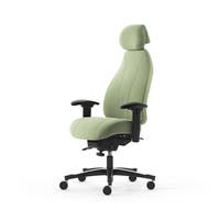Kontorsstol Malmstolen 4000 med hög rygg, Dux-sits, nackstöd i tyg, armstöd Corona, hjul hårda golv, Tyg Capture 6501 Grön