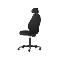 Kontorsstol Malmstolen R3H med hög rygg, Dux-sits, nackstöd i tyg, hjul för hårda golv, Tyg Capture 5701 Svart
