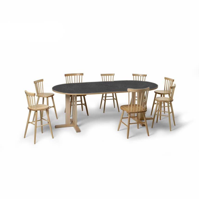 Bord Kupol, 2000x800 mm, ovalformad, T-stativ