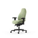 Kontorsstol Malmstolen 4000 med hög rygg, Dux-sits, armstöd Corona, hjul för hårda golv, Tyg Capture 6501 Grön
